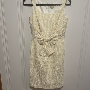 Yellow seersucker dress with bow